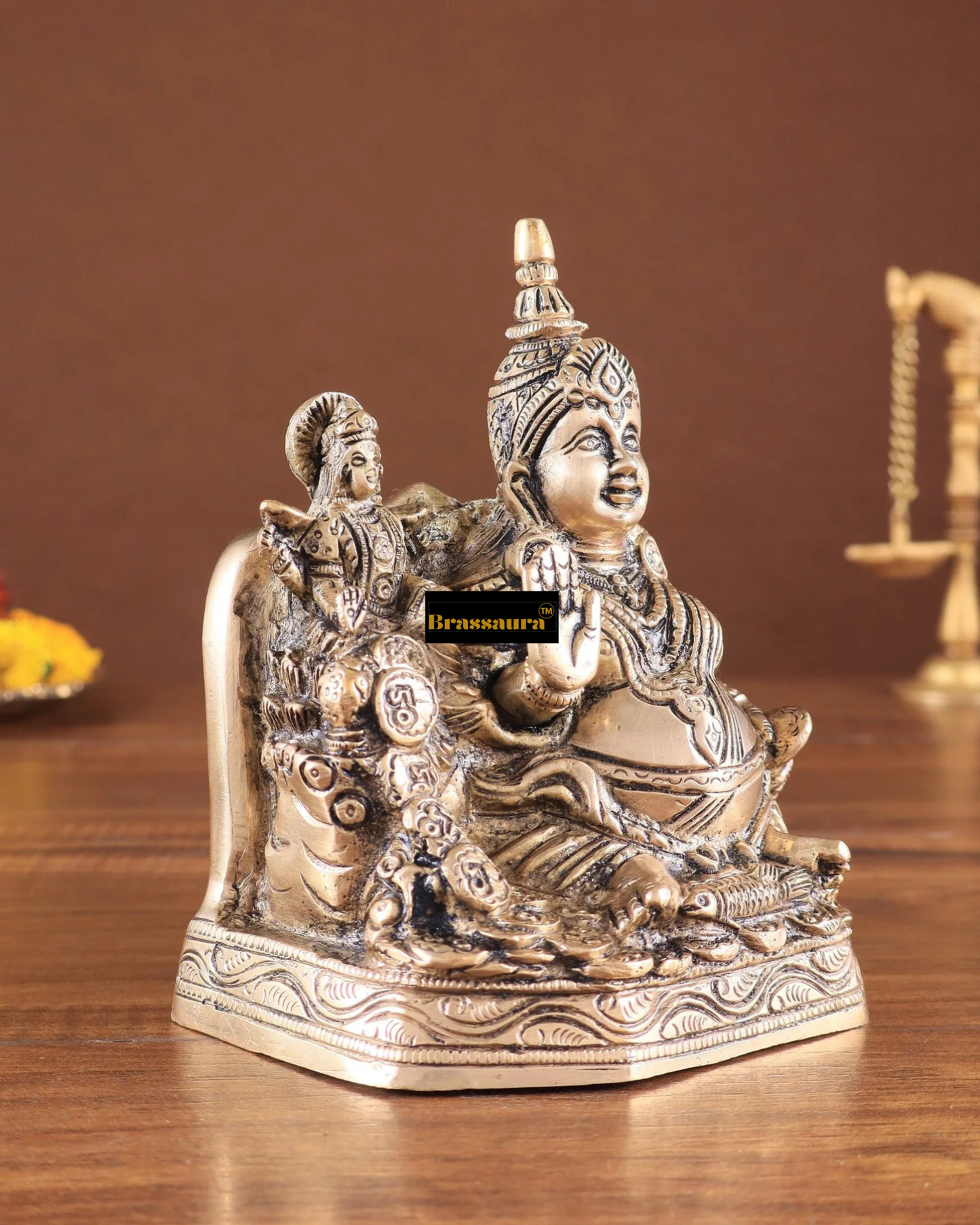 Brassaura™ Vastu Kuber Ji Idol – 6.25 inch | 1.9 kg – Handcrafted Pure Brass Statue for Wealth & Prosperity