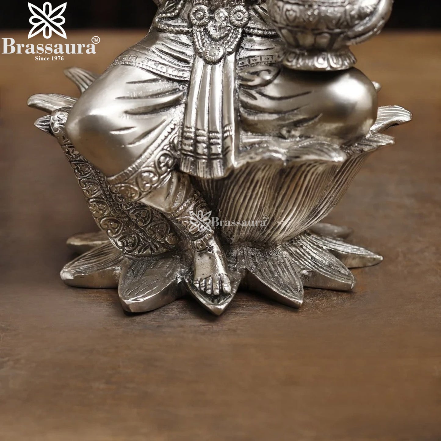 Brassaura™ Brass Laxmi Idol – Height 12 Inches & Weight 4.2 Kgs | Hindu Goddess Sculpture