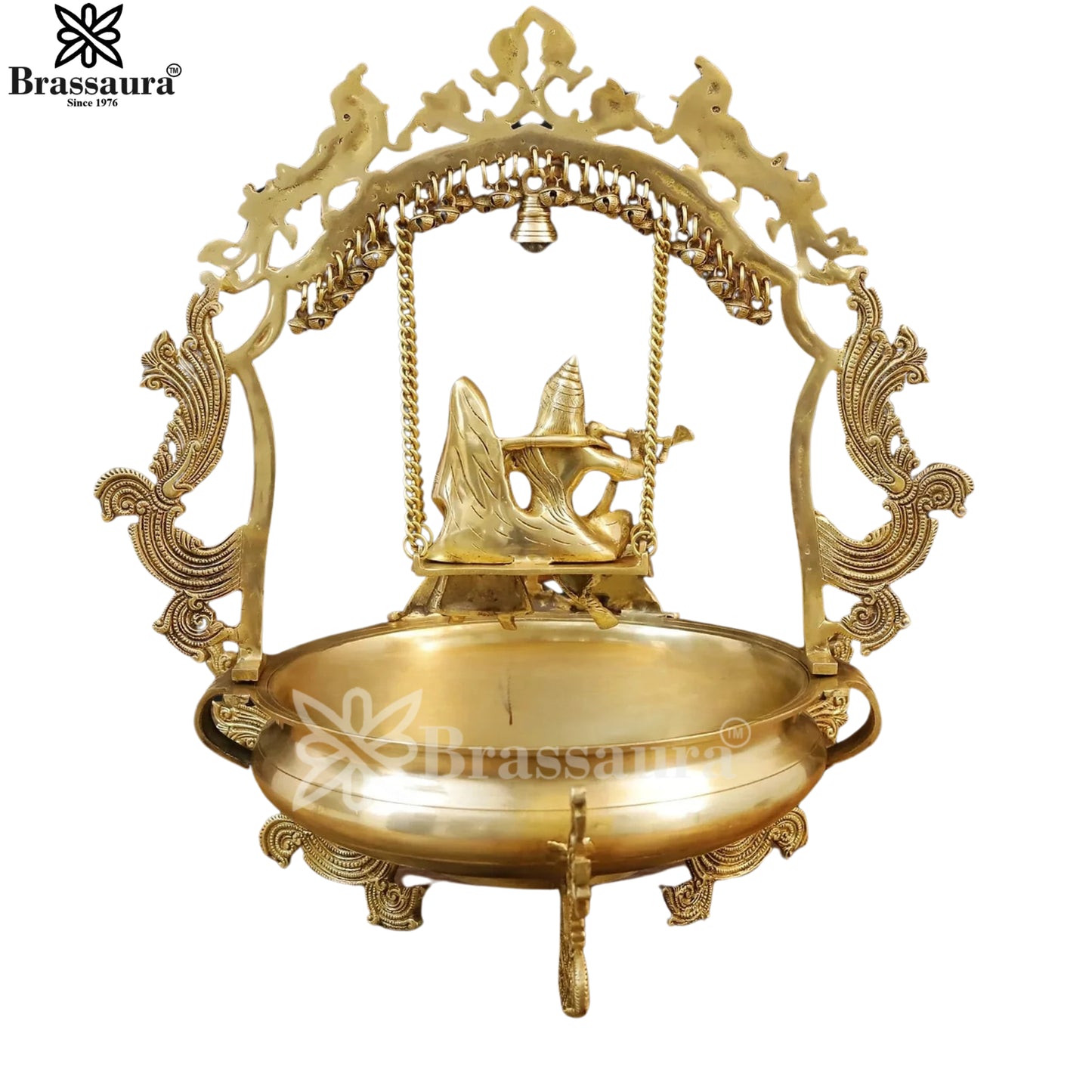 Brass Radha Krishna Urli For Home Décor And Gift Items Weight 14 kg Height 17 Inch