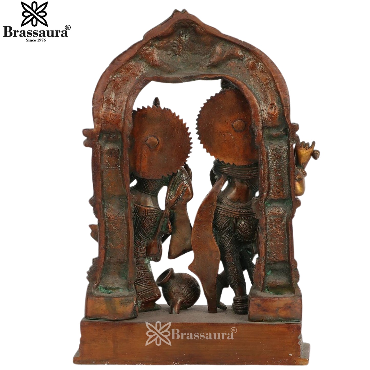 Brass Antique Radha Krishna Statue Weight 7.2 Kg And Height 14 Inch