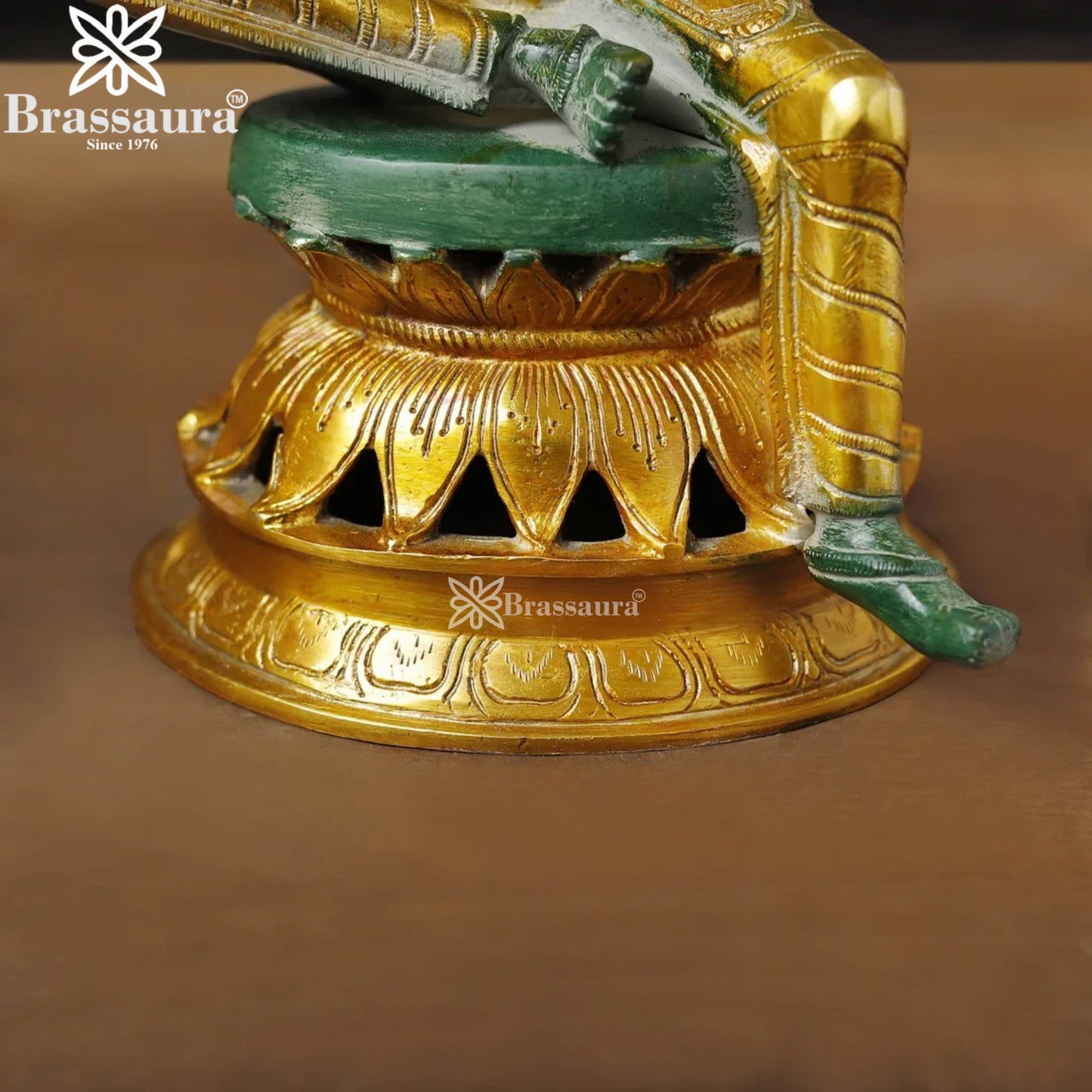 Brassaura™ Devotional Brass Laxmi Murti – Height 12 Inches & Weight 4.14 Kgs | Temple Statue