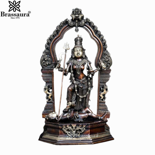 Brass Kali Ma With KirtiMukha Statue Weight 15.88 Kg And Height 21.5 Inch