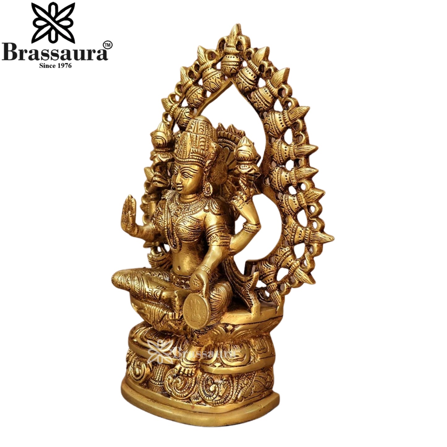 Brassaura™ Brass Laxmi Idol – Height 10 Inches & Weight 2.8 Kgs | Hindu Goddess Sculpture