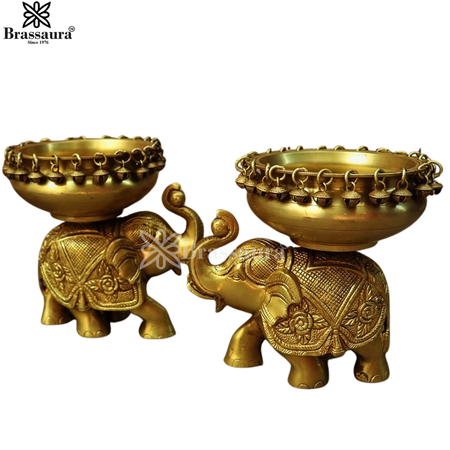 Brass Elephant Urli For Home Décor And Gift Items Weight 6.5 kg Height 8 Inch