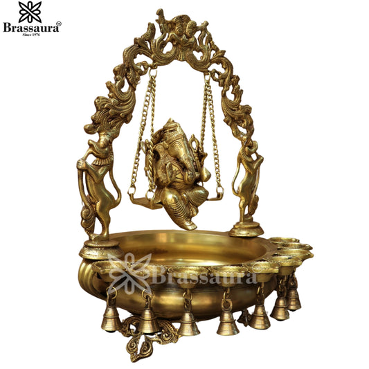 Brass Ganesh Urli For Home Décor And Gift Items Weight 12.5 kg Height 21 Inch