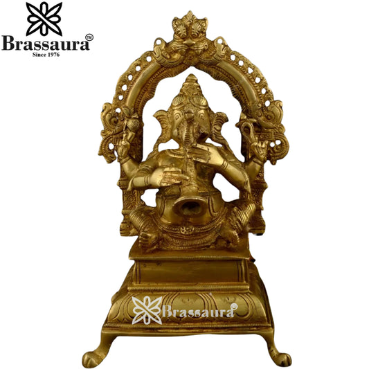 Brass Music Ganesha play shehnai Statue Weight 1.98 Kg And Height 7.8 Inch