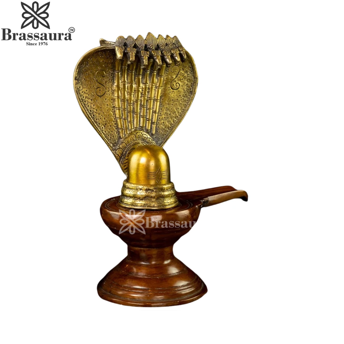 Brass Shivling With Naagraaj Statue Weight 4.6 Kg And Height 13 Inch