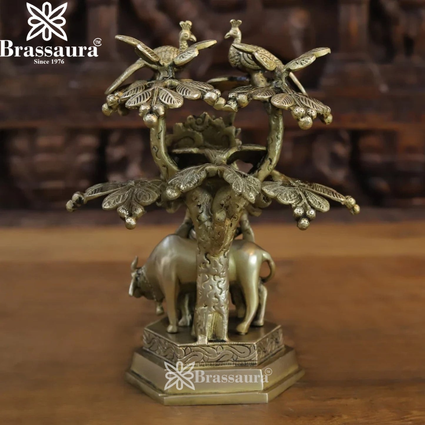 Brass Cow Krishna Murti Weight 3.54 Kg And Height 10 Inch