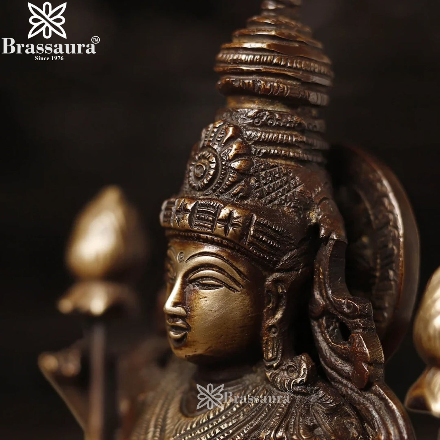 Brassaura™ Handcrafted Brass Laxmi Idol – Height 12.5 Inches & Weight 3.21 Kgs | Devotional Statue