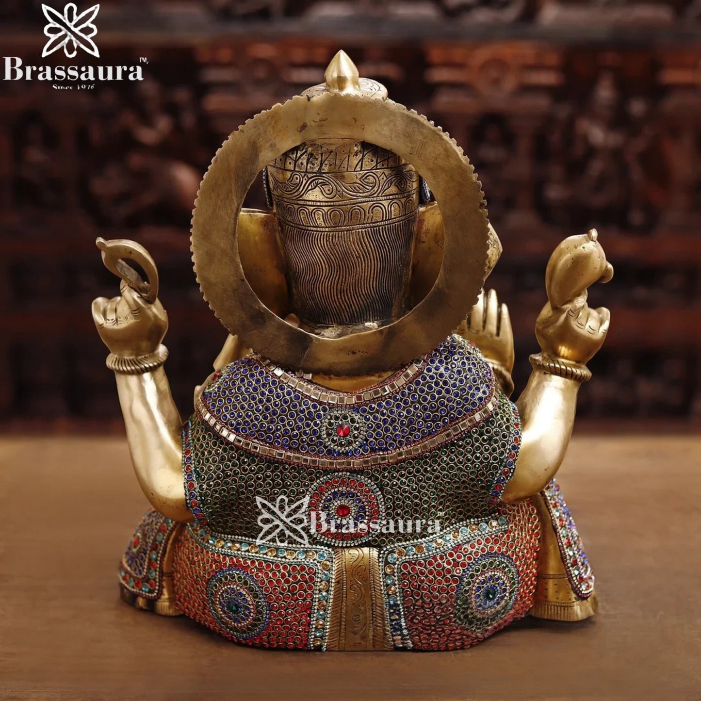 Brass Gem Stone Work Ganesha Weight 22.6 Kg & Height 22 Inch