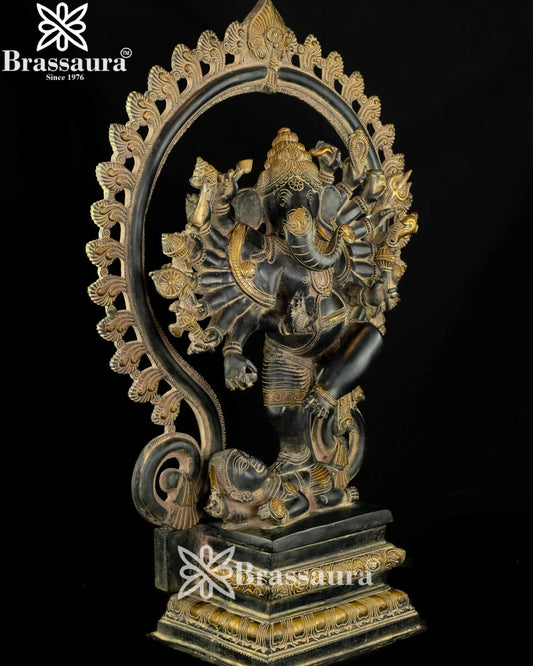 Brassaura Brass Ganesha Idol | Height 25.5 Inches