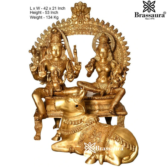 Brass Royal Golden Shiv Family Weight 165 Kg & Height 53 Inch