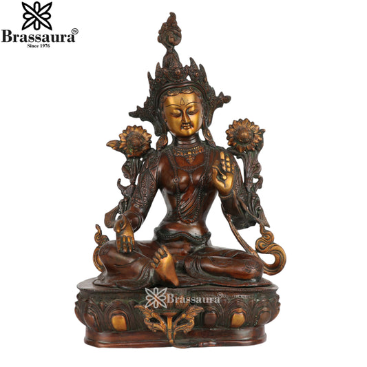 Brass Antique Tara Statue Weight 9.2 Kg And Height 19 Inch