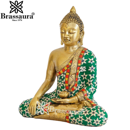 Brass Bhumisprasa Buddha Weight 8 kg & Height 14 Inch