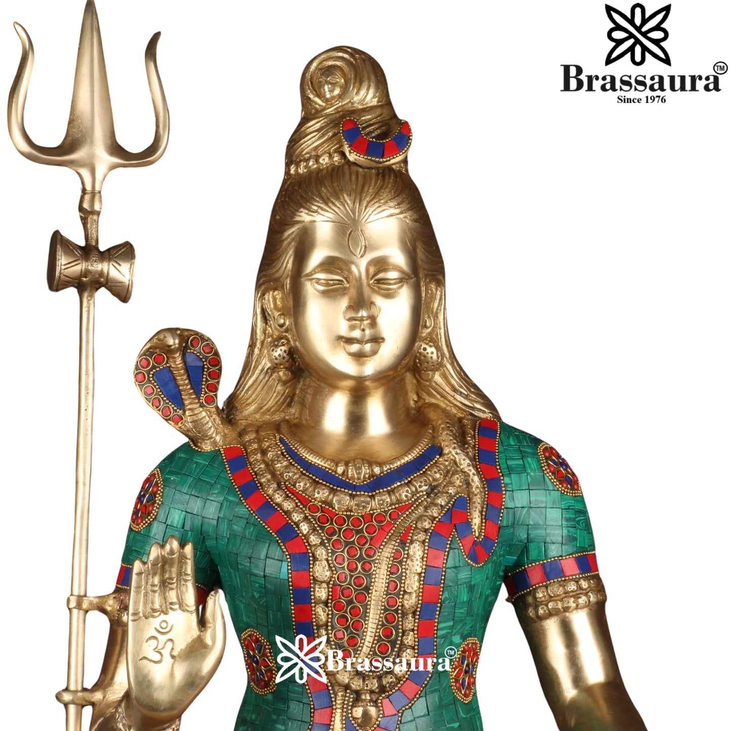 Brassaura™ Lord Shiva Gemstone Brass Sculpture – Height 19 Inches & 12.2 Kgs | Temple & Home Décor