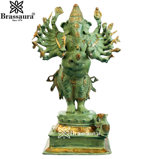 Brass Patina Ganesha Weight 13.5 Kg & Height 19 Inch