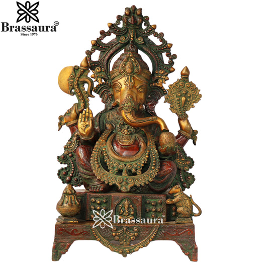 Brass Vintage Ganesha Weight 37 Kg & Height 27 Inch