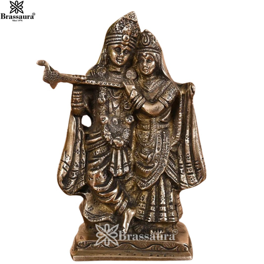 Brass Antique Radha Krishna Weight 1.1 Kg And Height 6 Inch