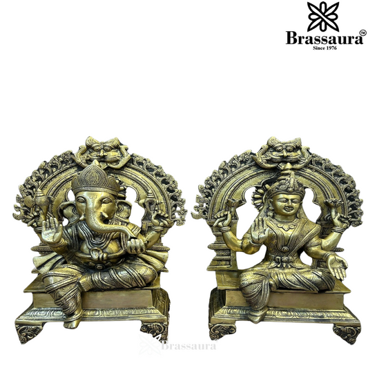 Brass Antique Lakshmi Ganesh Weight 32.1 Kg & Height 19 Inch