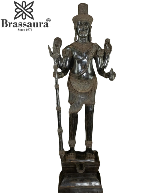 Bronze Antique Tall Lord Shiva Statue Weight 20.6 Kg And Height 36 Inch
