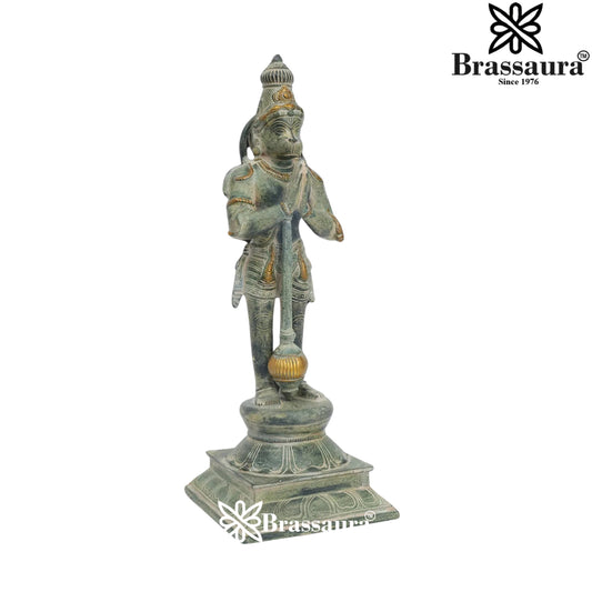 Brassaura™ Brass Hanuman Idol with Fine Detailing – Height 16 Inches & Weight 4.8 Kgs