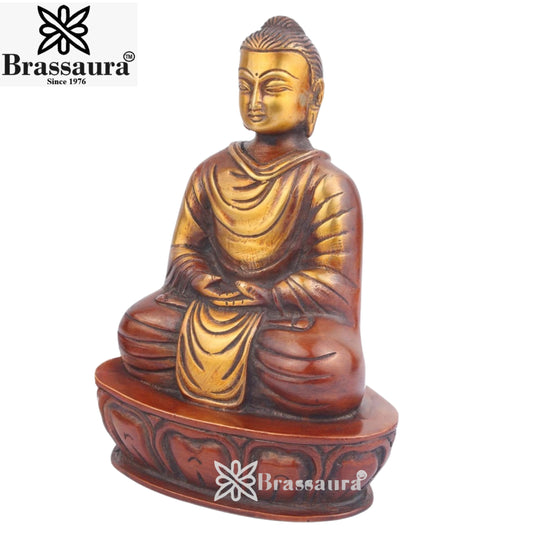 Brass Buddha With Base Weight 2 kg & Height 8 Inch