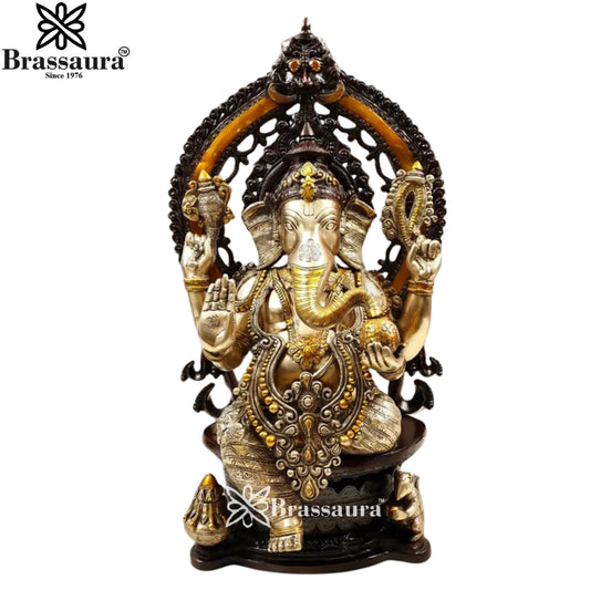 Brass Ring Jewellery Ganesha Statue Weight 30 Kg & Height 26 Inch