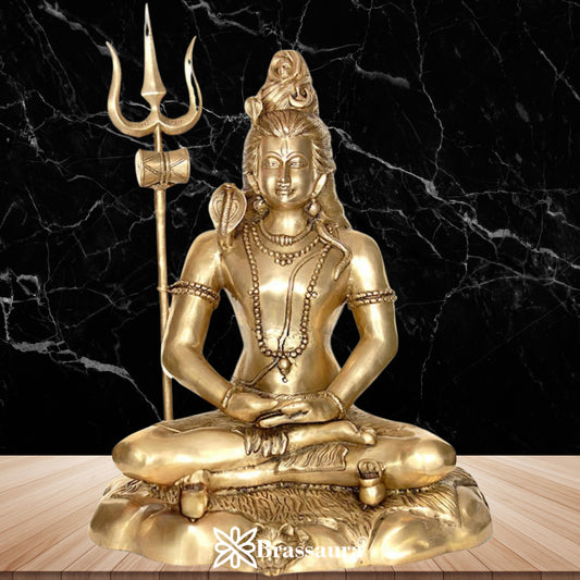 Brassaura™ Traditional Brass Shiva Murti – Height 28 Inches & Weight 37 Kgs | Classic Idol