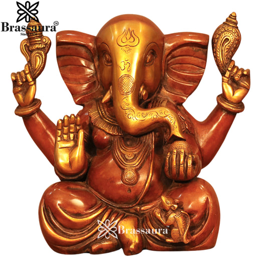 Brass Ganesha Statue Weight 7.5 Kg & Height 10.5 Inch