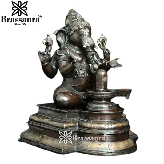 Brass Ganesha Statue Weight 15.6 Kg And Height 14.5 Inch