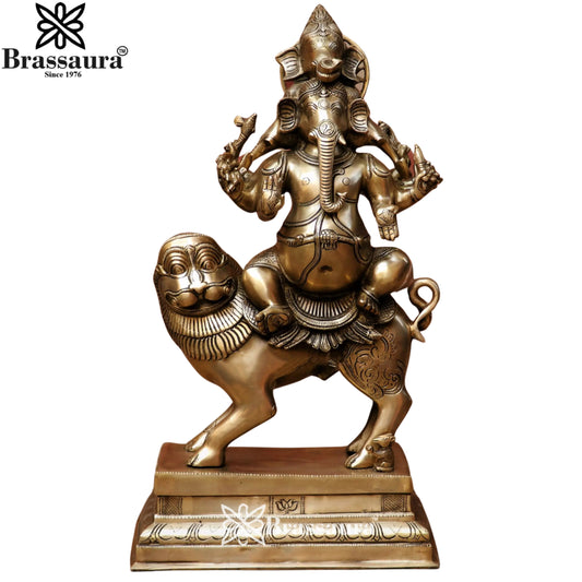 Brass Heramba Ganesha Statue Weight 24 Kg & Height 24 Inch