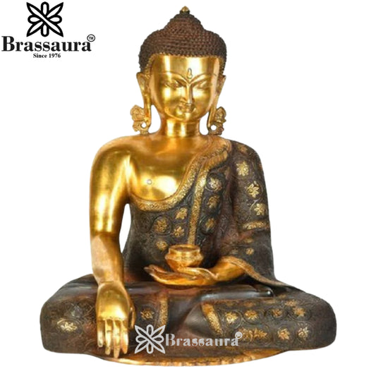 Brass Bhumisprasa Royal Golden Buddha Weight 13 kg & Height 17 Inch