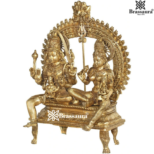 Brass Antique Shiv Family Weight 138 Kg & Height 54 Inch