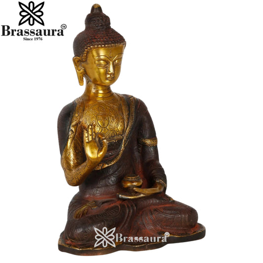 Brass Blessing Buddha Weight 3.8 kg & Height 9 Inch