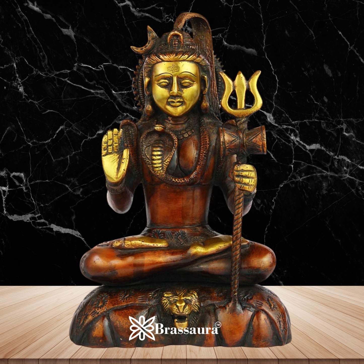 Brassaura™ Majestic Brass Shiva Murti – Height 10 Inches & Weight 3 Kgs | Devotional Idol