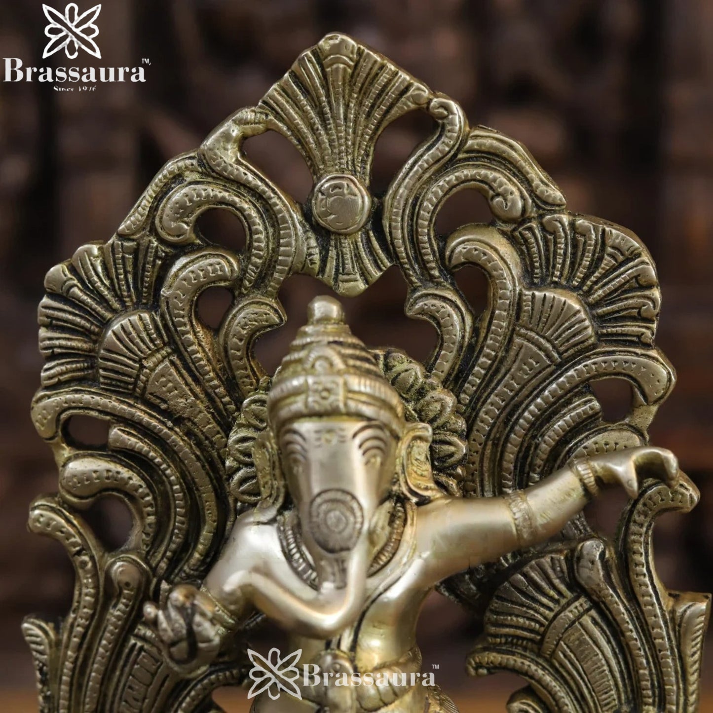 Brass Peacock Ganesha Weight 4.28 Kg & Height 14 Inch