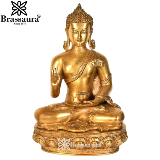 Brass Blessing Buddha Weight 13.5 kg & Height 18 Inch