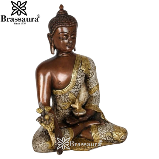 Brass Bhumisprasa Buddha Weight 2.5 kg & Height 8 Inch