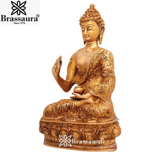 Brass Blessing Buddha Weight 4.5 kg & Height 12 Inch