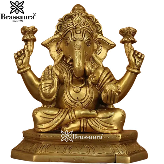 Brass Ganesha Statue Weight 4.36 Kg And Height 8 Inch