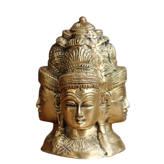 Brass 3 Face Shiva Mukhlingam Statue Weight 1.35 Kg And Height 5.5 Inch
