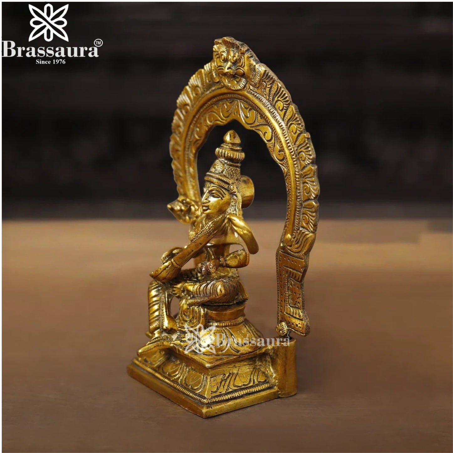 Brass Saraswati Statue Weight 2.88 Kg And Height 9.5 Inch