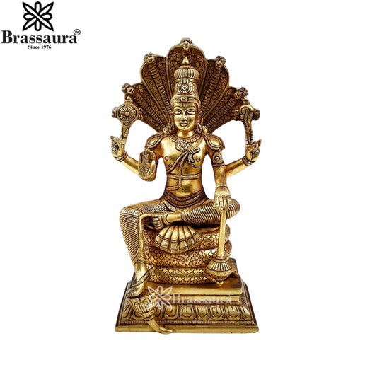 Brass Super fine Vishnu Statue Weight 8.7 Kg And Height 15 Inch