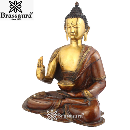 Brass Blessing Buddha Weight 29 Kg & Height 30 Inch