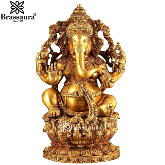 Brass Artistic Ganesha Statue Weight 34 Kg & Height 24 Inch