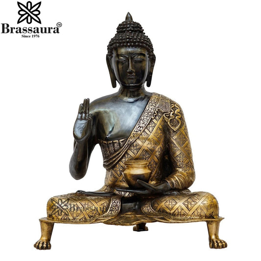 Brass Blessing Buddha Weight 21 kg & Height 25.5 Inch