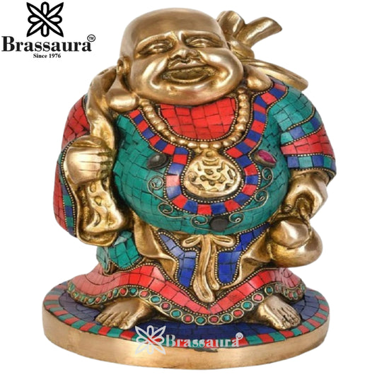 Brass Standing Gem Stone Work Buddha Weight 7 kg & Height 11 Inch