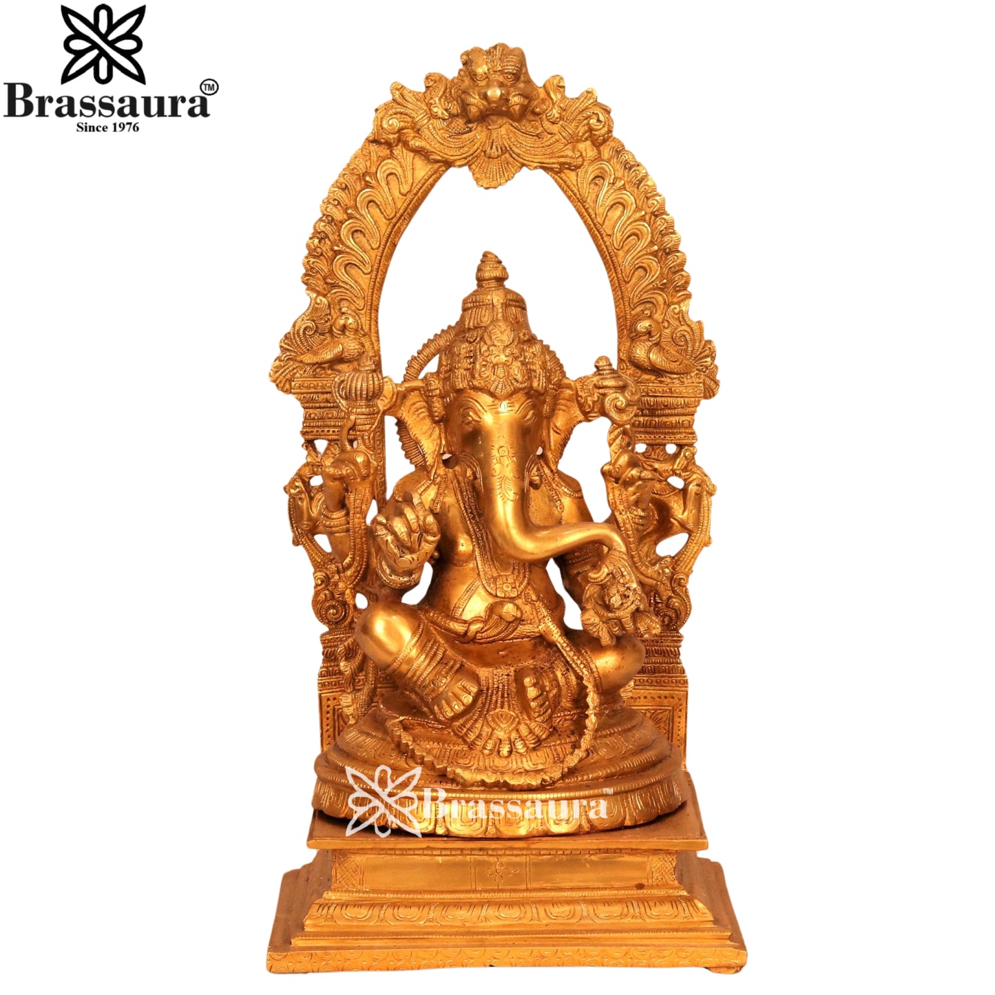 Brass Ring Ganesha Statue Weight 10.6 Kg & Height 17 Inch