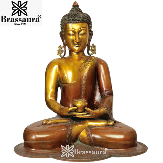Brass Bhumisprasa Buddha Weight 16 Kg & Height 18 Inch