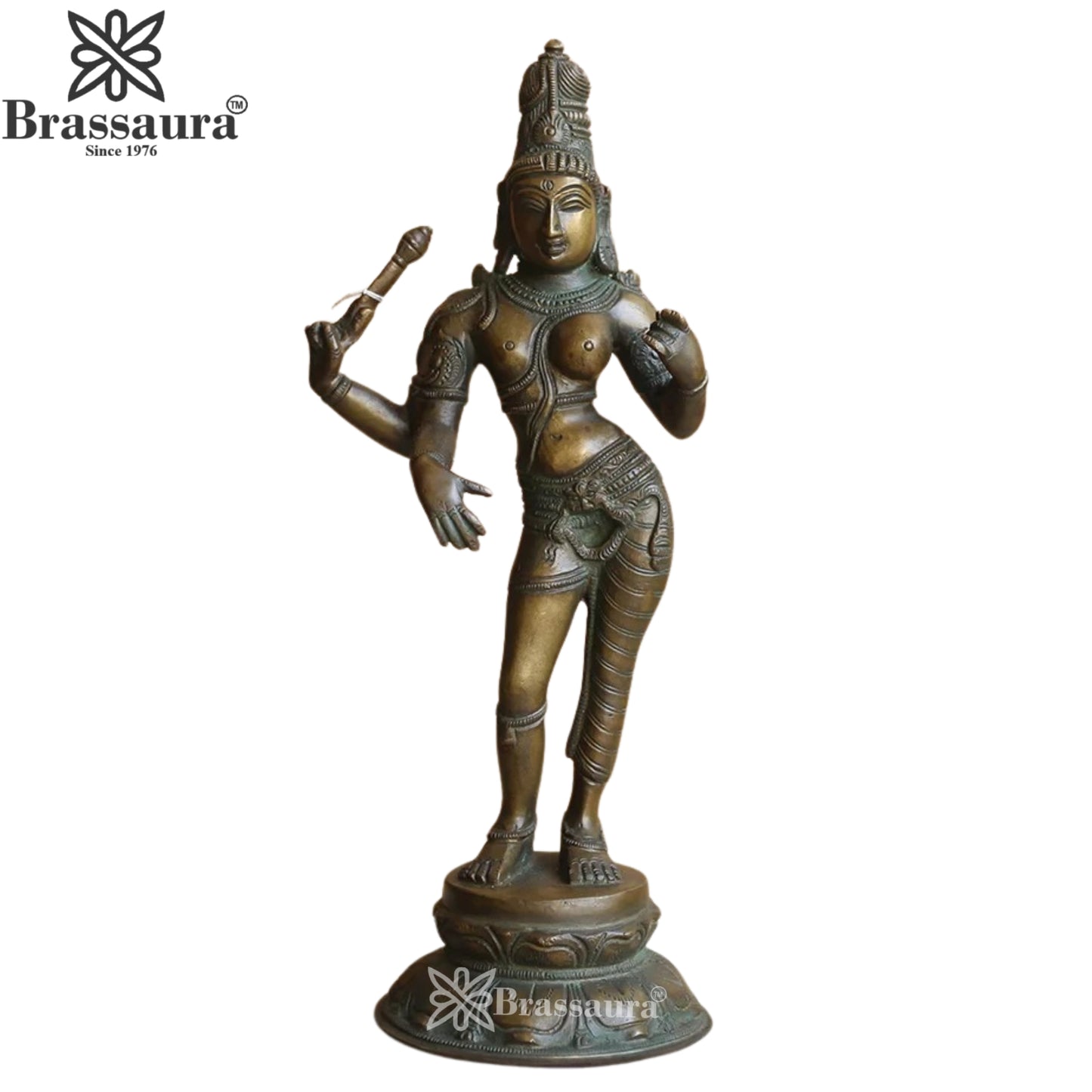 Brass Aardhnareshwar Statue Weight 3.15 Kg And Height 13.5 Inch